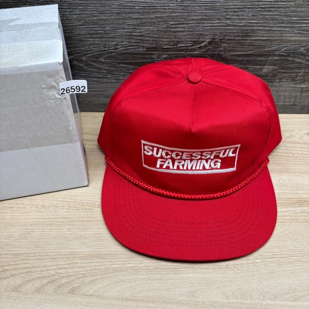 Vintage Successful Farming Hat Cap Snap Back Red Agriculture Farm Magazine Promo